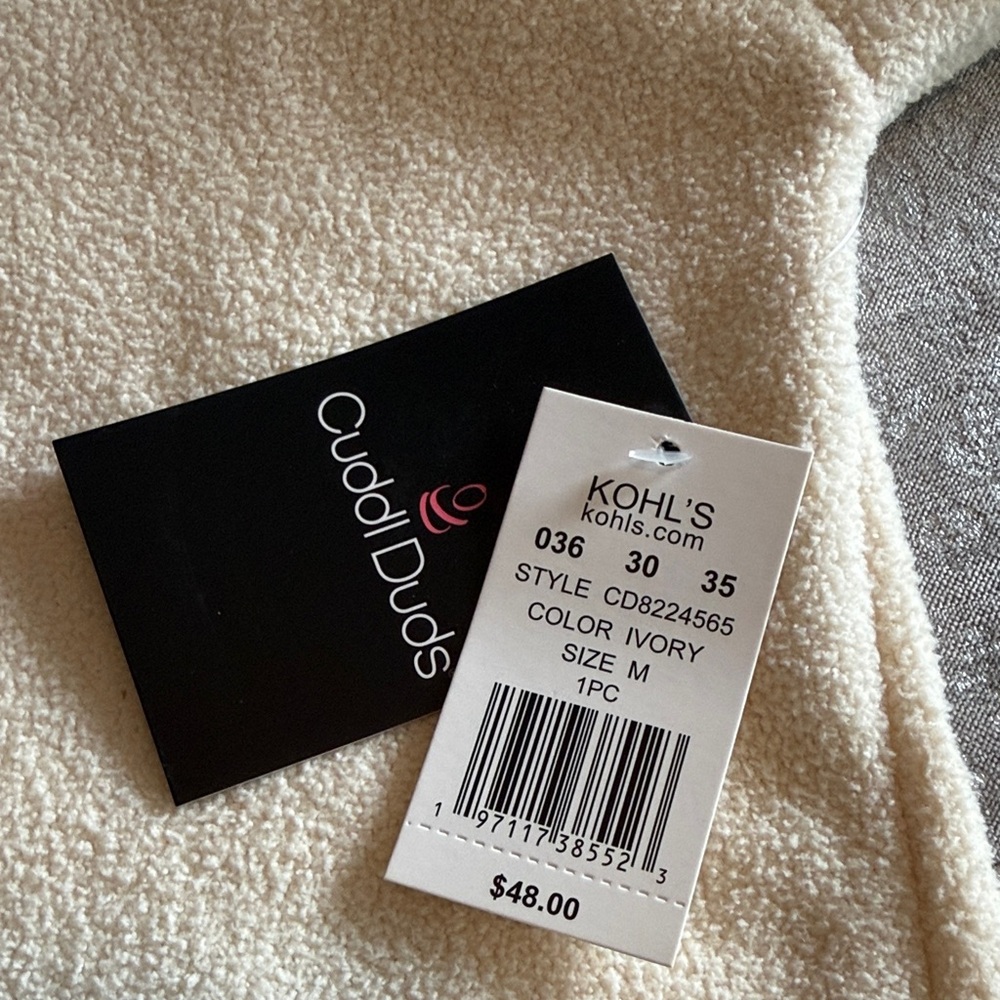 Cuddl Duds Cream Hoodie Sweatshirt Dress - Picture 5 of 8